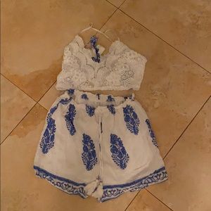 A shorts two piece set